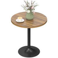 HOMCOM Table de bar ronde 60 cm, table haute cuisine mange-debout avec patins antidérapants, pour cuisine, salon, noyer(m-12)