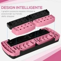 HOMCOM Step Fitness da Aerobica Regolabile su 3 Altezze, in Plastica, 80x31x10/15/20 cm, Rosa(m-5)