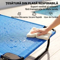 Outsunny Șezlong de Grădină Pliabil cu Spătar Reglabil, Pernă și Orificiu pentru Față, Albastru Închis(m-6)