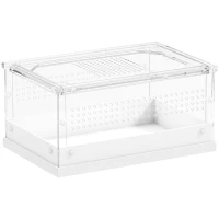 PawHut Acrylic Reptile Terrarium with Top Sliding Door, Vents, for Leopard Gecko, Hognose Snake, 30 x 20 x 15 cm(m-1)