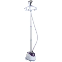 HOMCOM Défroisseur Vapeur Vertical Défroisseur à Vêtements 1,8 L 1800 W, Débit Vapeur 30g/min, Tige Télescopique, Blanc Violet(m-11)
