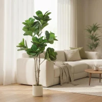 HOMCOM 180cm Artificial Fiddle Leaf Fig Tree - Green(m-10)
