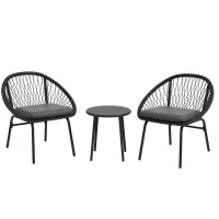 Outsunny Three-Piece Rattan Bistro Set - Black(m-1)