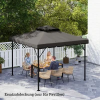 Outsunny Ersatzdach für Pavillon 3x3m Wasserabweisend Pavillondach mit Doppeldach Wasserablauflöchern Hellgrau(m-8)