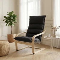 HOMCOM Sillón de Salón Moderno con Respaldo Alto Acolchado Patas de Madera y Tapizado en Terciopelo 67x83x105 cm Negro(m-10)