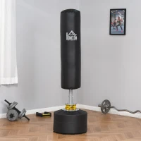 HOMCOM Saco de Boxeo de Pie para Adultos 170cm Altura Ajustable en 3 Niveles Punching Ball con Base Negro(m-10)