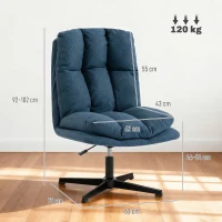 HOMCOM Poltrona de Sala Poltrona Giratória 360° Poltrona Relax com Altura Ajustável Assento Largo 63x75x92-102 cm Azul Escuro(m-3)