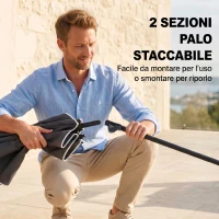 Outsunny Ombrellone da Giardino Rettangolare 2x1.3 m con Inclinazione Regolabile e Palo in Alluminio, Grigio e Nero(m-7)