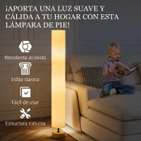 HOMCOM Lámpara de Pie Lámpara de Salón con Casquillo Máx. 40 W E27 Pantalla de Lino y Marco de Metal Ø15x120 cm Beige(m-6)