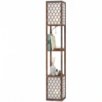 HOMCOM Duo Light Floor Shelves - Rustic Brown(m-15)