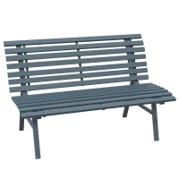 Outsunny Gartenbank Sitzbank Parkbank, Lattendesign, wetterbeständig, Aluminium, 123 x 67 x 79 cm, Blau(m-1)