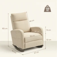 HOMCOM Schaukelstuhl, gepolsterter Schaukelsessel mit Cordstoff, Seitentaschen für Wohnzimmer, Schlafzimmer, Beige(m-3)