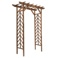 Outsunny Wooden Garden Arbor, Arch Trellis with Classic Countryside Style, Pergola Style Roof for Climbing Vines(m-1)