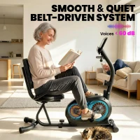 SPORTNOW Recumbent Exercise Bike for Home, Stationary Bike with Bluetooth, App Connectivity, Quiet 8-Level Magnetic Resistance(m-6)