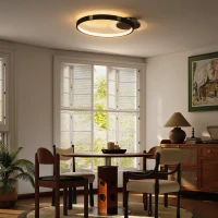 HOMCOM Plafonieră LED Modernă cu 2 Inele, Temperatură de Culoare Reglabilă, Putere 30W, Negru(m-10)