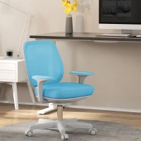 Vinsetto Scaun de Birou Ergonomic și Reclinabil Reglabil pe Înălțime, cu 5 roți, 55x48x82.5-94.5 cm, Albastru(m-10)
