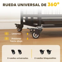 PawHut Jaula de Metal para Perros con Ruedas y Frenos Bandeja Extraíble y Puerta con Pestillo para Golden Retriver Labrador 92x62x75 cm Negro(m-4)