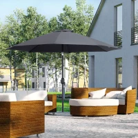 Outsunny 2.7M Garden Parasol Umbrella with Glass Fibre Ribs and Aluminium Frame, Tilting Sun Shade Shelter Canopy, Charcoal Grey(m-2)