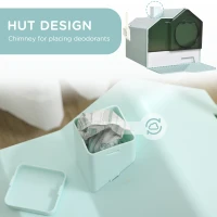 PawHut Hooded Cat Litter Tray w/ Scoop Light Blue(m-4)