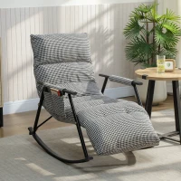 HOMCOM Silla Mecedora con Respaldo y Reposapiés Ajustables Mecedora Sillón Balancín Tapizado en Lino 62x100x89 cm Negro(m-10)