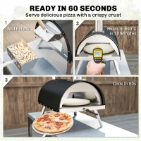 Outsunny Outdoor Pizza Oven Foldable Legs Pellet Wood Fired Pizza Maker w/ 12" Rotating Stone and Peel(m-4)