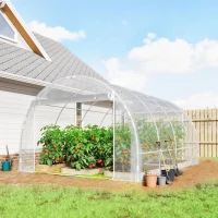 Outsunny Polytunnel-Gewächshaus, begehbares Gewächshaus mit verzinktem Stahlrahmen und UV-beständiger PE-Abdeckung, transparent(m-2)