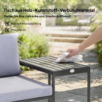 Outsunny 3-teiliges Balkonmöbel Set 2 Sessel mit Tisch abnehmbar Sitz-& Rückenkissen atmungsaktiv Bezug Grau(m-6)