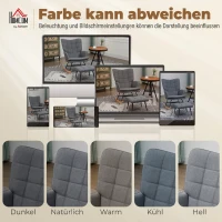 HOMCOM Schaukelstuhl mit Hocker, komfortabel, bis 130 kg, Leinenoptik, 64x89x90cm, Grau(m-7)