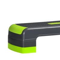 HOMCOM Aerobic Step with 3-Level Adjustable Heights for Home, Office Exercise, Grey and Green(m-9)