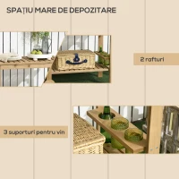 Outsunny Cărucior de Servire pentru Grădină din Lemn de Brad, Cărucior cu Rafturi și Suport pentru Sticle, 95x47x74 cm, Natural(m-4)