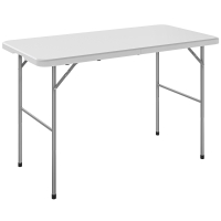 Outsunny Masă de Camping Pliabilă cu 2 Înălțimi și Mâner, din HDPE, 120x60x74 cm, Alb