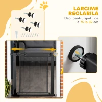 PawHut Poartă Extensibilă pentru Câini cu Presiune, Închidere Automată, Oțel și ABS, 75-82x76 cm, Neagră(m-6)