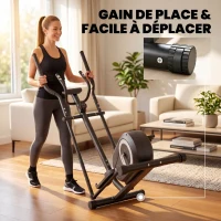 SPORTNOW Vélo Elliptique, Écran LCD, Résistance 8 Niveaux, Capteur Pouls, Bluetooth, Support pour Téléphone, 100x52x153cm, Gris(m-9)