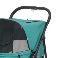 PawHut Dog Stroller, 3 Wheels Pet Stroller with Dual Entry, Easy One-Click Quick Fold, Mesh Windows, Washable Cushion(m-13)