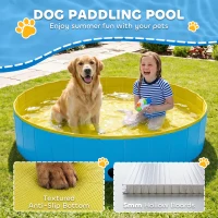 PawHut Foldable Dog Pool for Puppies and Ducks Dog Paddling Pool Bath Tub, Blue, 140 x 30cm(m-4)