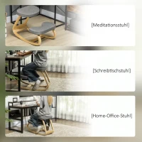 HOMCOM Kniestuhl, Ergonomischer Kniehocker mit Leinenoptik, Basis aus Birkenholz zur Verbesserung der Nackenschmerzen(m-7)