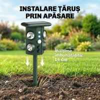 Outsunny Repelent cu Ultrasunete pentru Pisici cu Bliț Led, 15x11x13 cm, Verde(m-9)
