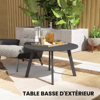 Outsunny Petite table basse ronde, table d'appoint avec patins antidérapants, pour jardin, métal， Ø70x42cm, gris anthracite(m-8)