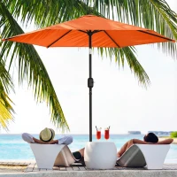 Outsunny 2.6 m Garden Parasol Umbrella with Aluminium Pole, Outdoor Patio Umbrella with Tilt and Crank, Vent, Orange(m-10)