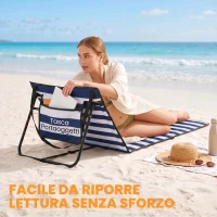 Outsunny Set 2 Sdraio da Spiaggia Pieghevoli e Regolabili con Tasca, in Acciaio e Poliestere, 142x51x40 cm, Multicolore(m-6)