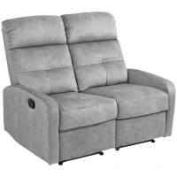 HOMCOM Doppelsitz-Sessel, Relaxsessel mit verstellbarer Doppellehne und Fußablage, für Wohnzimmer, Stoffbezug, Grau(m-12)