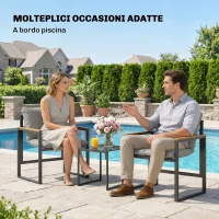 Outsunny Set Tavolo e Sedie da Esterno per 3 Persone in Metallo con Cuscini Spessi, Multicolore(m-8)