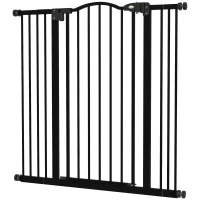 PawHut Poartă Extensibilă pentru Câini cu 4 Șuruburi Reglabile, din Metal și Plastic, 74-100x94 cm, Negru(m-13)