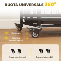 PawHut Gabbia Box per Cani Cuccioli da Interno Esterno con Rotelle 92×62×75cm(m-4)