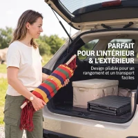 Outsunny Chaise Suspendue hamac de Voyage Respirant Portable dim. 60L x 45l x 55H m Coton Polyester Multicolore(m-6)