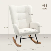 HOMCOM Teddy Fleece Rocking Chair - Cream White(m-3)