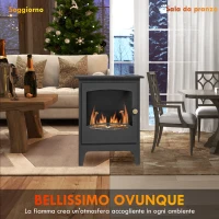 HOMCOM Camino a Bioetanolo in Acciaio Inox con Bruciatore da 1.2L per 3 Ore di Durata, 36x26x54cm, Nero(m-6)