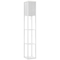 Lampă de Podea 2 în 1 cu 3 Rafturi, 26x26x160 cm Alb