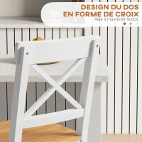 HOMCOM Lot de 2 tabourets de bar, chaises hautes campagne, dossier haut et repose-pieds, 41x46x97,5cm, blanc et bois naturel(m-5)