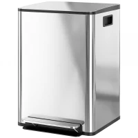 HOMCOM 40L Dual Compartment Stainless Steel Bin, with Deodoriser Holders - Silver Tone(m-11)
